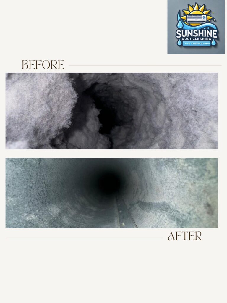 Dryer vent cleaning before and after