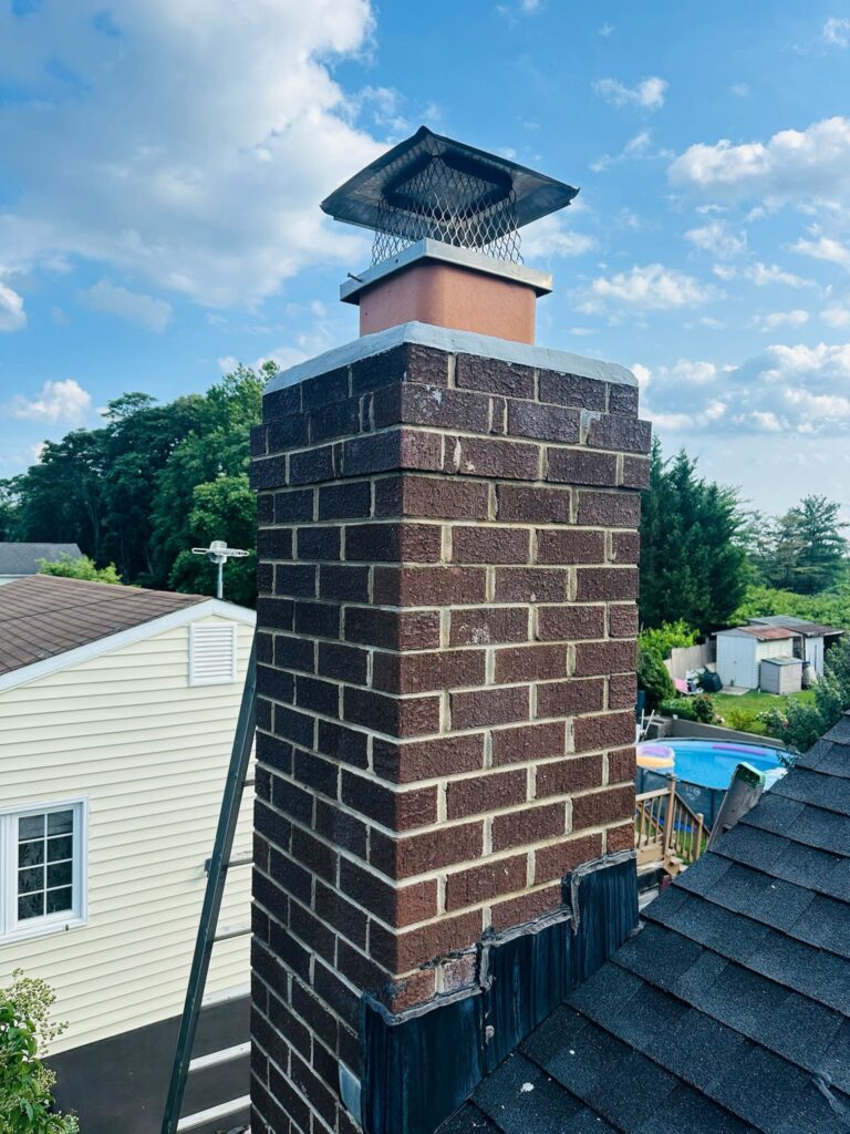 Close-up of a brick chimney in good repair